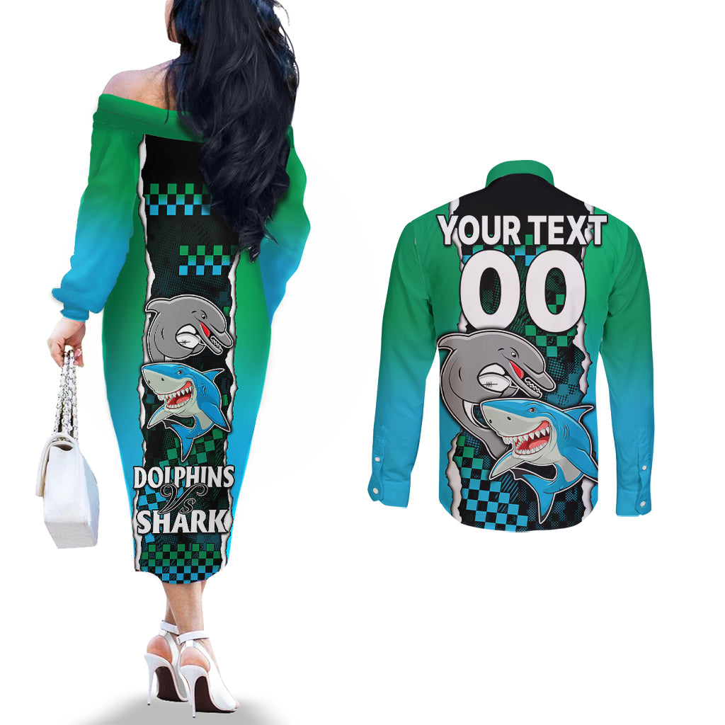 custom-nrl-combine-rabbitohs-and-shark-couples-matching-off-the-shoulder-long-sleeve-dress-and-long-sleeve-button-shirts-sporty-style