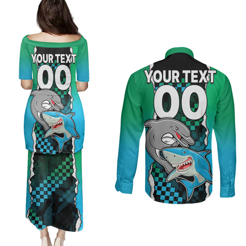 custom-nrl-combine-rabbitohs-and-shark-couples-matching-puletasi-dress-and-long-sleeve-button-shirts-sporty-style