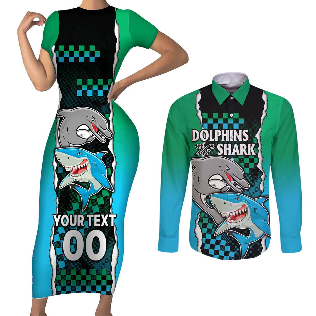 custom-nrl-combine-rabbitohs-and-shark-couples-matching-short-sleeve-bodycon-dress-and-long-sleeve-button-shirts-sporty-style