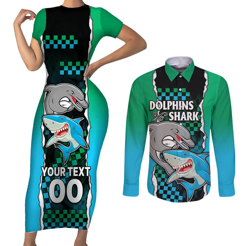 custom-nrl-combine-rabbitohs-and-shark-couples-matching-short-sleeve-bodycon-dress-and-long-sleeve-button-shirts-sporty-style