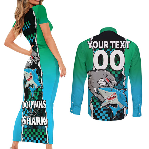 custom-nrl-combine-rabbitohs-and-shark-couples-matching-short-sleeve-bodycon-dress-and-long-sleeve-button-shirts-sporty-style