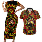 australia-vote-yes-couples-matching-short-sleeve-bodycon-dress-and-hawaiian-shirt-indigenous-voice-2023-maps-to-parliament-australia