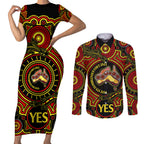 australia-vote-yes-couples-matching-short-sleeve-bodycon-dress-and-long-sleeve-button-shirts-indigenous-voice-2023-maps-to-parliament-australia