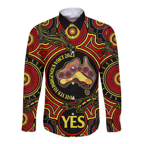 australia-vote-yes-long-sleeve-button-shirt-indigenous-voice-2023-maps-to-parliament-australia