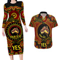 personalised-australia-vote-yes-couples-matching-long-sleeve-bodycon-dress-and-hawaiian-shirt-indigenous-voice-2023-maps-to-parliament-australia