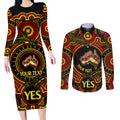 personalised-australia-vote-yes-couples-matching-long-sleeve-bodycon-dress-and-long-sleeve-button-shirts-indigenous-voice-2023-maps-to-parliament-australia