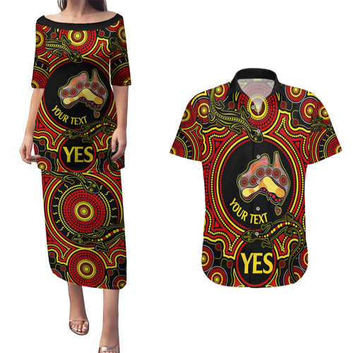 personalised-australia-vote-yes-couples-matching-puletasi-dress-and-hawaiian-shirt-indigenous-voice-2023-maps-to-parliament-australia