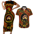 personalised-australia-vote-yes-couples-matching-short-sleeve-bodycon-dress-and-hawaiian-shirt-indigenous-voice-2023-maps-to-parliament-australia