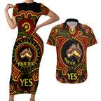 personalised-australia-vote-yes-couples-matching-short-sleeve-bodycon-dress-and-hawaiian-shirt-indigenous-voice-2023-maps-to-parliament-australia