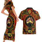 personalised-australia-vote-yes-couples-matching-short-sleeve-bodycon-dress-and-hawaiian-shirt-indigenous-voice-2023-maps-to-parliament-australia