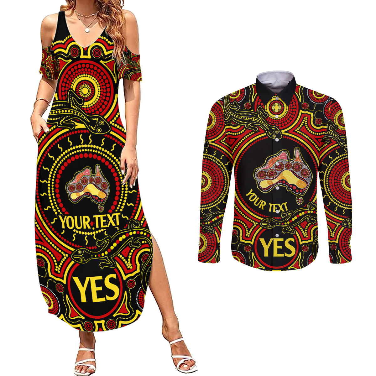 personalised-australia-vote-yes-couples-matching-summer-maxi-dress-and-long-sleeve-button-shirts-indigenous-voice-2023-maps-to-parliament-australia