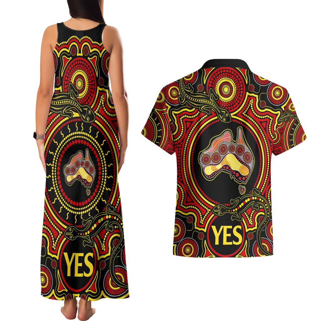 personalised-australia-vote-yes-couples-matching-tank-maxi-dress-and-hawaiian-shirt-indigenous-voice-2023-maps-to-parliament-australia