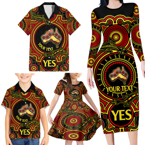 personalised-australia-vote-yes-family-matching-long-sleeve-bodycon-dress-and-hawaiian-shirt-indigenous-voice-2023-maps-to-parliament-australia