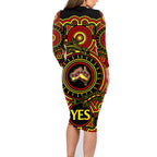 personalised-australia-vote-yes-family-matching-long-sleeve-bodycon-dress-and-hawaiian-shirt-indigenous-voice-2023-maps-to-parliament-australia