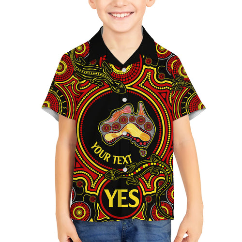 personalised-australia-vote-yes-family-matching-long-sleeve-bodycon-dress-and-hawaiian-shirt-indigenous-voice-2023-maps-to-parliament-australia