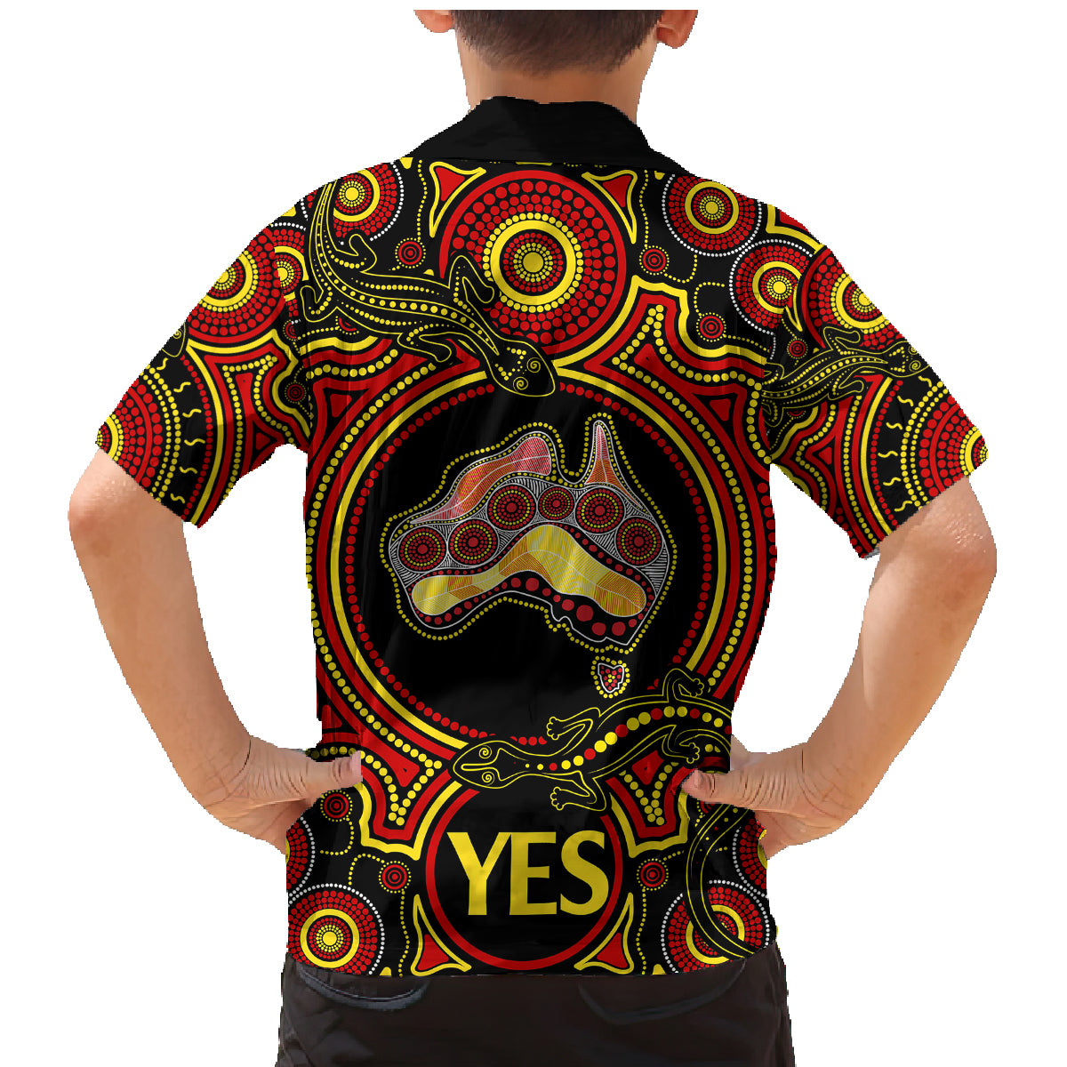 personalised-australia-vote-yes-family-matching-mermaid-dress-and-hawaiian-shirt-indigenous-voice-2023-maps-to-parliament-australia