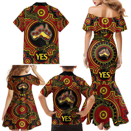 personalised-australia-vote-yes-family-matching-mermaid-dress-and-hawaiian-shirt-indigenous-voice-2023-maps-to-parliament-australia