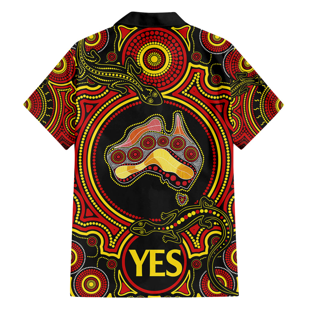 personalised-australia-vote-yes-family-matching-off-shoulder-long-sleeve-dress-and-hawaiian-shirt-indigenous-voice-2023-maps-to-parliament-australia