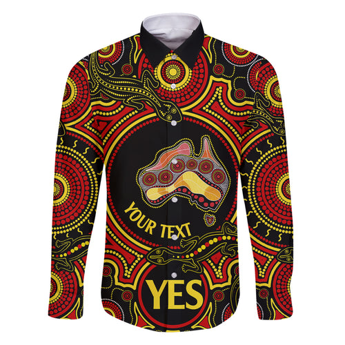 personalised-australia-vote-yes-family-matching-off-shoulder-long-sleeve-dress-and-hawaiian-shirt-indigenous-voice-2023-maps-to-parliament-australia