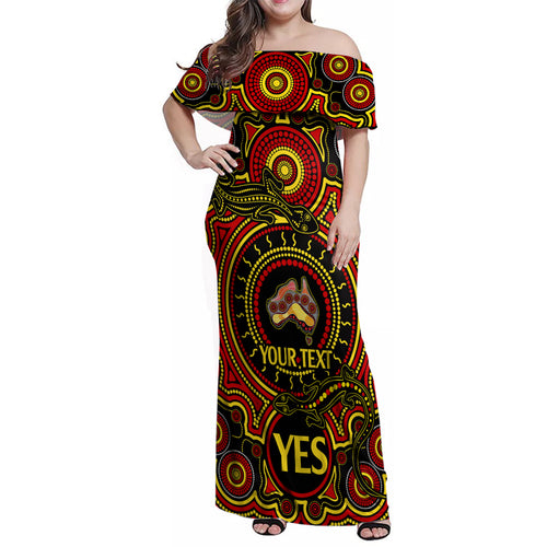 personalised-australia-vote-yes-family-matching-off-shoulder-maxi-dress-and-hawaiian-shirt-indigenous-voice-2023-maps-to-parliament-australia