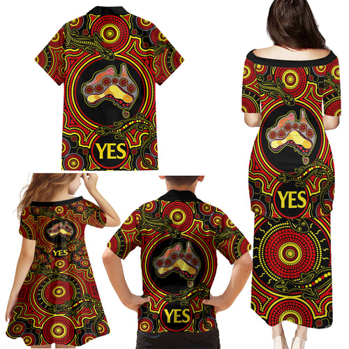 personalised-australia-vote-yes-family-matching-puletasi-dress-and-hawaiian-shirt-indigenous-voice-2023-maps-to-parliament-australia