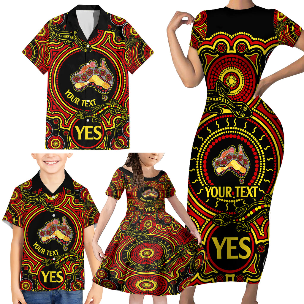 personalised-australia-vote-yes-family-matching-short-sleeve-bodycon-dress-and-hawaiian-shirt-indigenous-voice-2023-maps-to-parliament-australia