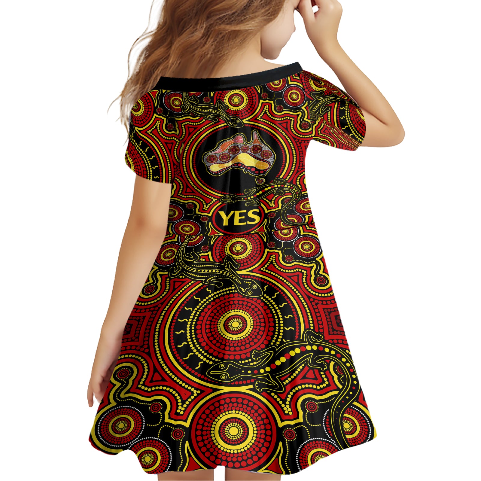personalised-australia-vote-yes-family-matching-short-sleeve-bodycon-dress-and-hawaiian-shirt-indigenous-voice-2023-maps-to-parliament-australia