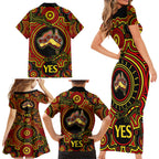 personalised-australia-vote-yes-family-matching-short-sleeve-bodycon-dress-and-hawaiian-shirt-indigenous-voice-2023-maps-to-parliament-australia