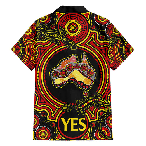 personalised-australia-vote-yes-family-matching-short-sleeve-bodycon-dress-and-hawaiian-shirt-indigenous-voice-2023-maps-to-parliament-australia