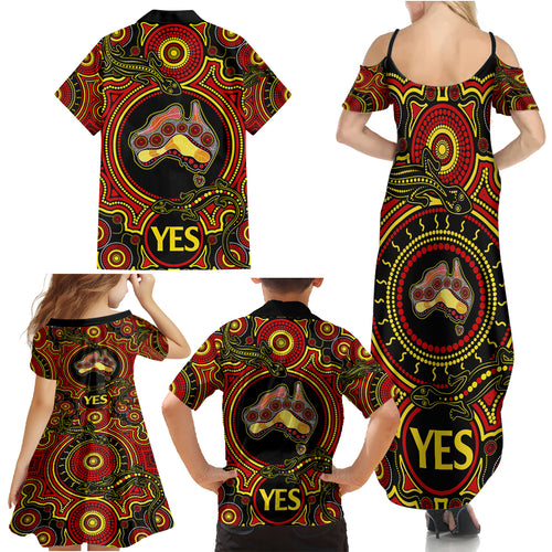 personalised-australia-vote-yes-family-matching-summer-maxi-dress-and-hawaiian-shirt-indigenous-voice-2023-maps-to-parliament-australia