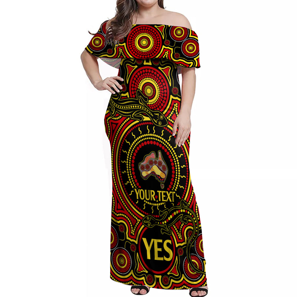 personalised-australia-vote-yes-off-shoulder-maxi-dress-indigenous-voice-2023-maps-to-parliament-australia