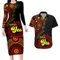 australia-walk-for-yes-couples-matching-long-sleeve-bodycon-dress-and-hawaiian-shirt-indigenous-voice-2023-aboriginal-red-vibe