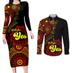 australia-walk-for-yes-couples-matching-long-sleeve-bodycon-dress-and-long-sleeve-button-shirts-indigenous-voice-2023-aboriginal-red-vibe