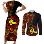 australia-walk-for-yes-couples-matching-short-sleeve-bodycon-dress-and-long-sleeve-button-shirts-indigenous-voice-2023-aboriginal-red-vibe
