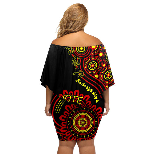 australia-walk-for-yes-family-matching-off-shoulder-short-dress-and-hawaiian-shirt-indigenous-voice-2023-aboriginal-red-vibe