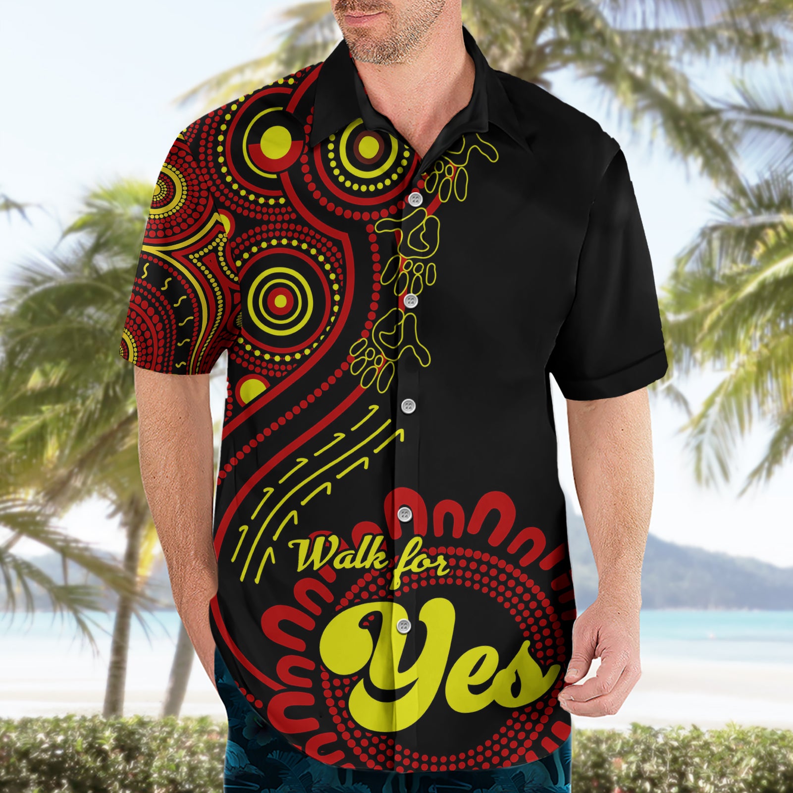australia-walk-for-yes-hawaiian-shirt-indigenous-voice-2023-aboriginal-red-vibe