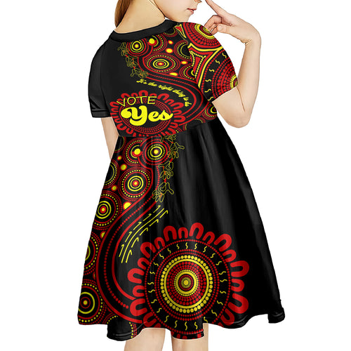 australia-walk-for-yes-kid-short-sleeve-dress-indigenous-voice-2023-aboriginal-red-vibe