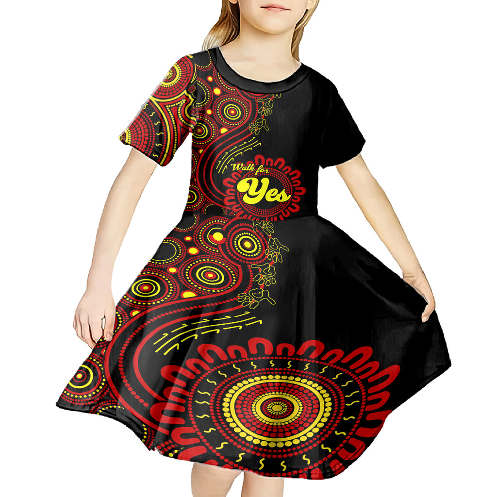 australia-walk-for-yes-kid-short-sleeve-dress-indigenous-voice-2023-aboriginal-red-vibe