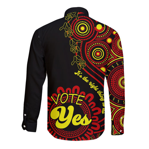 australia-walk-for-yes-long-sleeve-button-shirt-indigenous-voice-2023-aboriginal-red-vibe