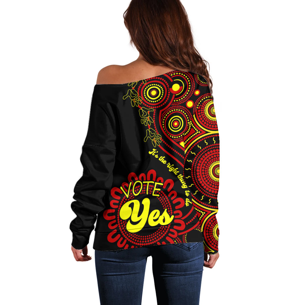 australia-walk-for-yes-off-shoulder-sweater-indigenous-voice-2023-aboriginal-red-vibe