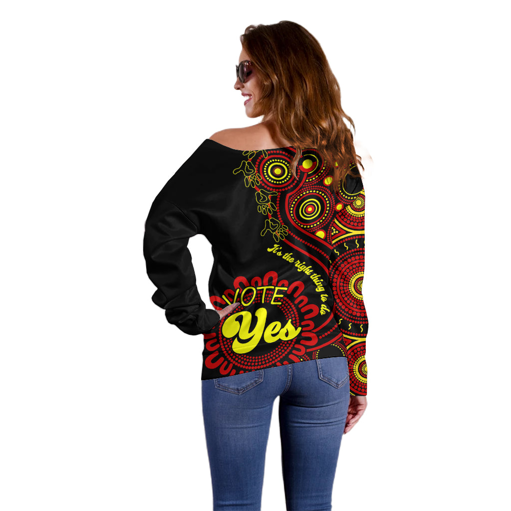 australia-walk-for-yes-off-shoulder-sweater-indigenous-voice-2023-aboriginal-red-vibe