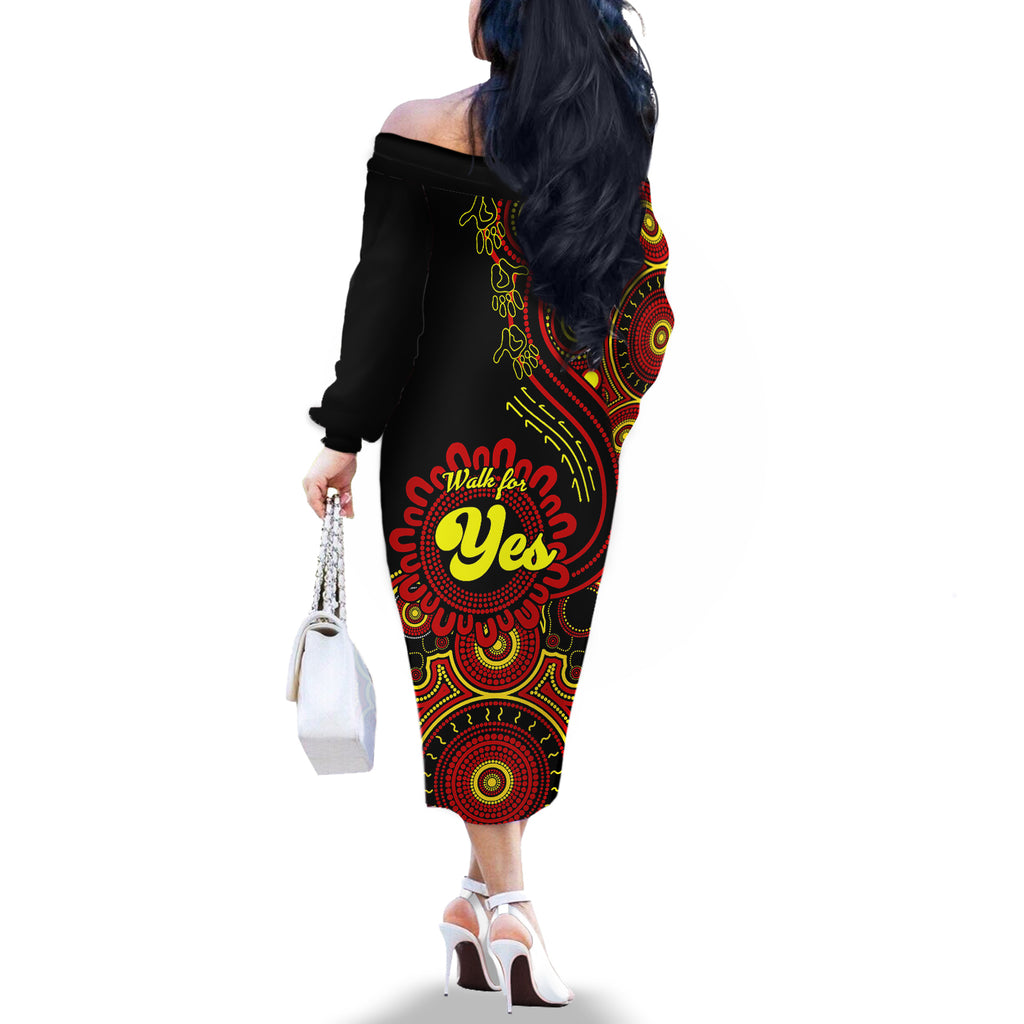 australia-walk-for-yes-off-the-shoulder-long-sleeve-dress-indigenous-voice-2023-aboriginal-red-vibe