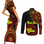 personalised-australia-walk-for-yes-couples-matching-short-sleeve-bodycon-dress-and-long-sleeve-button-shirts-indigenous-voice-2023-aboriginal-red-vibe