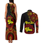 personalised-australia-walk-for-yes-couples-matching-tank-maxi-dress-and-long-sleeve-button-shirts-indigenous-voice-2023-aboriginal-red-vibe