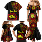 personalised-australia-walk-for-yes-family-matching-mermaid-dress-and-hawaiian-shirt-indigenous-voice-2023-aboriginal-red-vibe