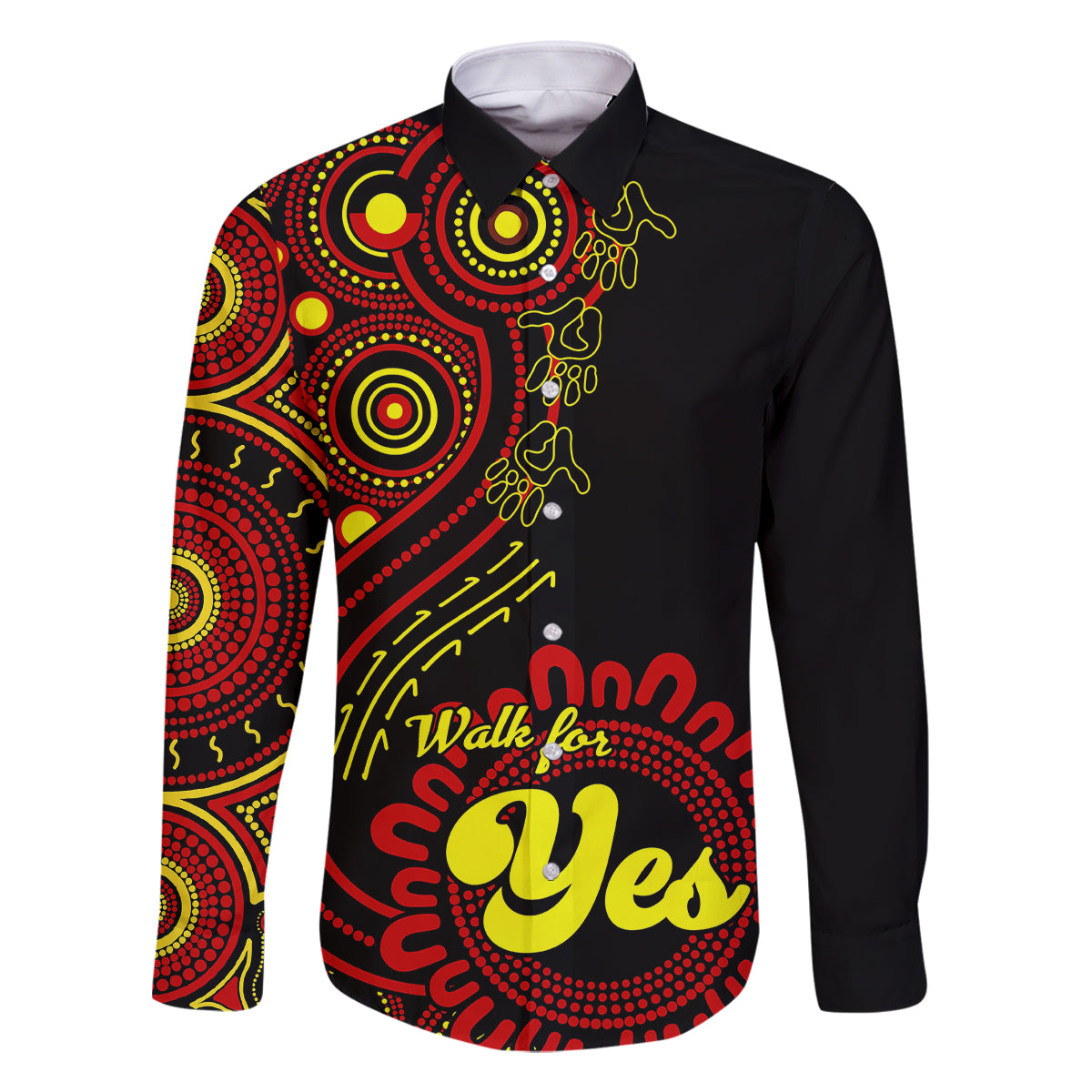 personalised-australia-walk-for-yes-family-matching-mermaid-dress-and-hawaiian-shirt-indigenous-voice-2023-aboriginal-red-vibe