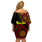 personalised-australia-walk-for-yes-family-matching-off-shoulder-short-dress-and-hawaiian-shirt-indigenous-voice-2023-aboriginal-red-vibe