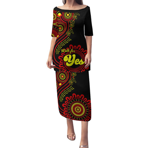 personalised-australia-walk-for-yes-family-matching-puletasi-dress-and-hawaiian-shirt-indigenous-voice-2023-aboriginal-red-vibe