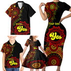 personalised-australia-walk-for-yes-family-matching-short-sleeve-bodycon-dress-and-hawaiian-shirt-indigenous-voice-2023-aboriginal-red-vibe