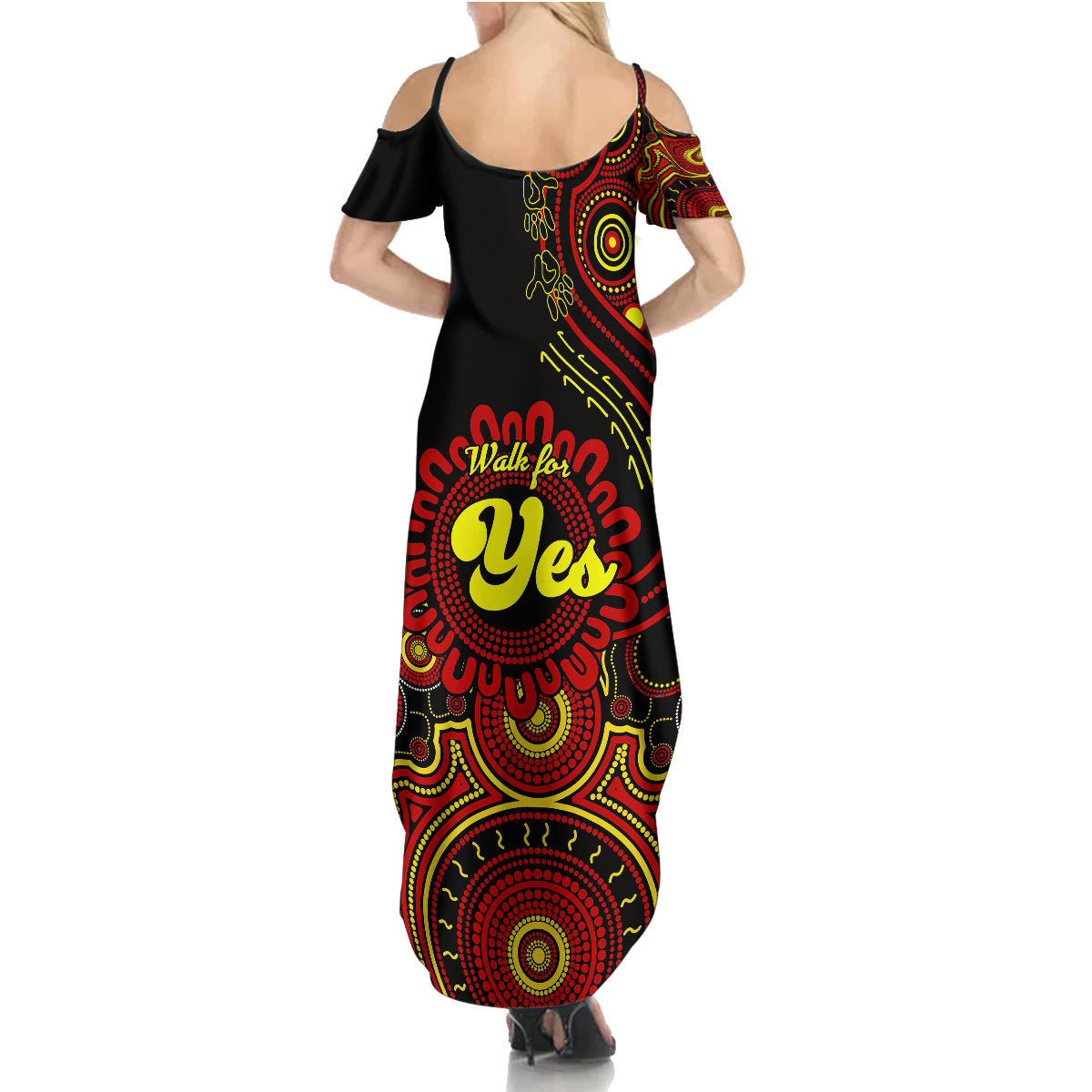 personalised-australia-walk-for-yes-family-matching-summer-maxi-dress-and-hawaiian-shirt-indigenous-voice-2023-aboriginal-red-vibe